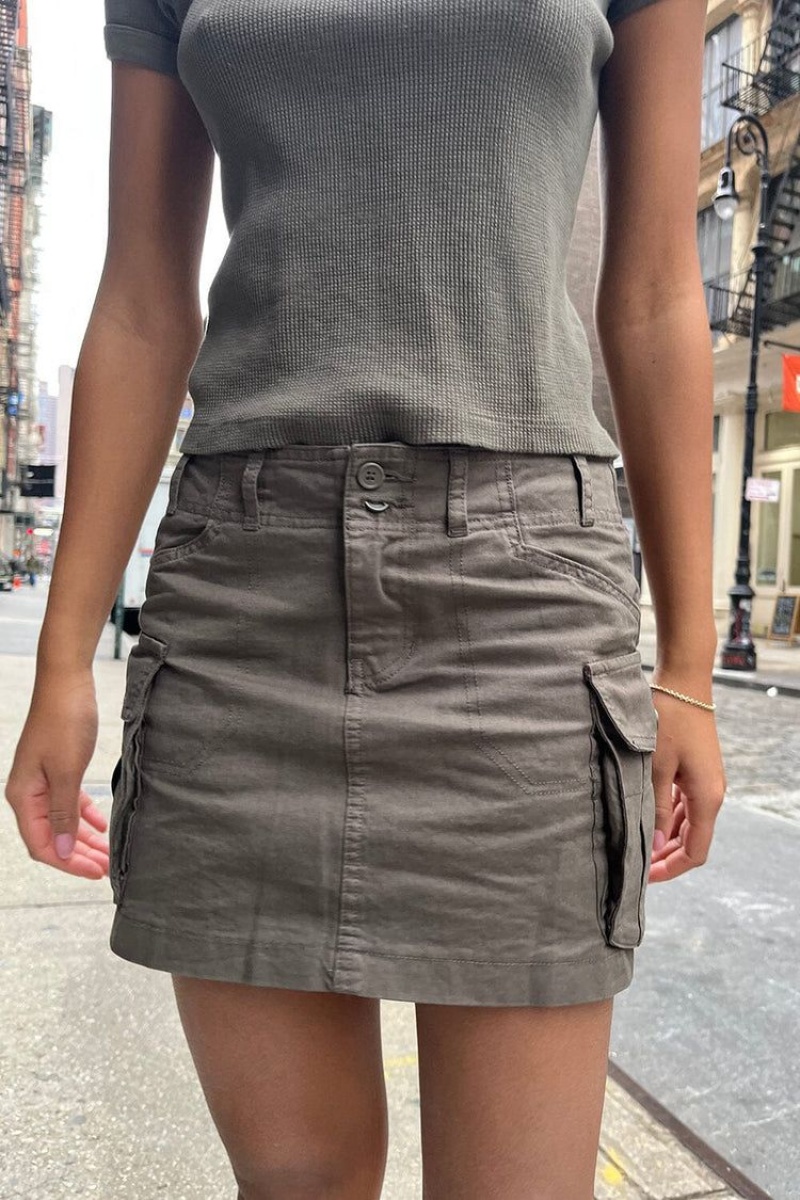 Jupe Brandy Melville Beverly Cargo Mini Grise | WLD-02581956